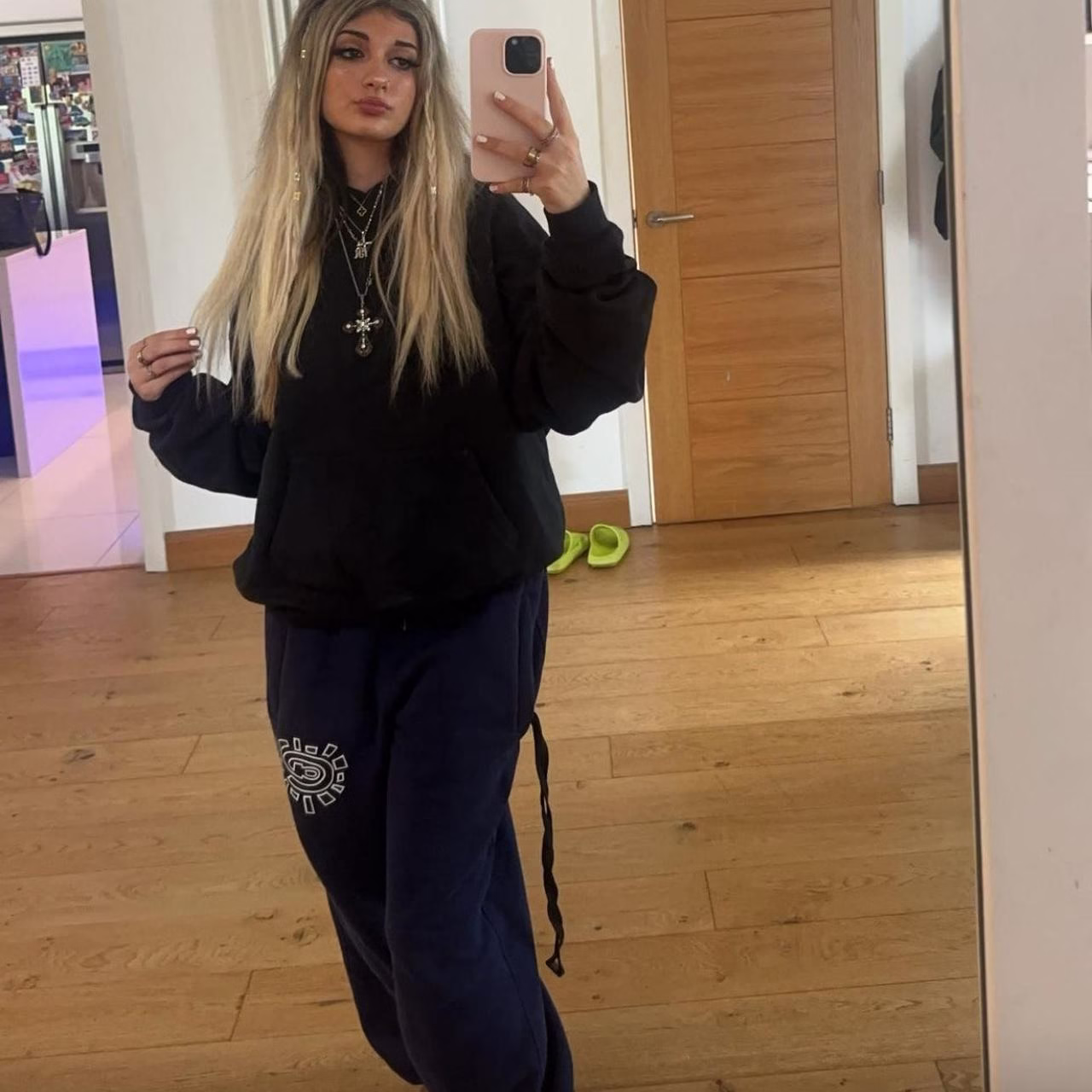 Always do what you should do navy Black trackies