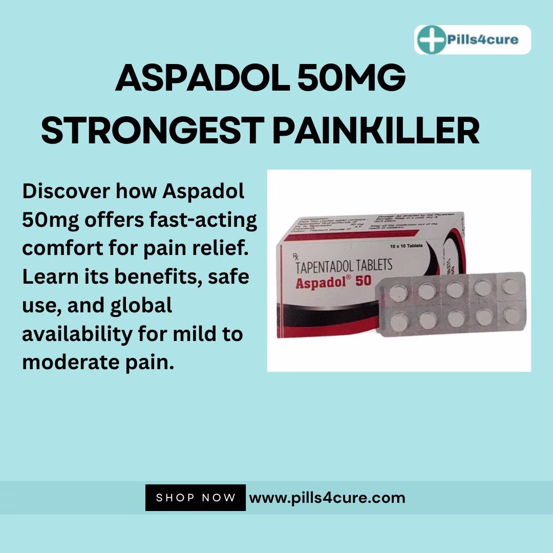 Aspadol 50mg tablets for fast pain relief and body comfort trusted treatment for body aches, stiffness, and chronic pain available online at Pills4Cure.